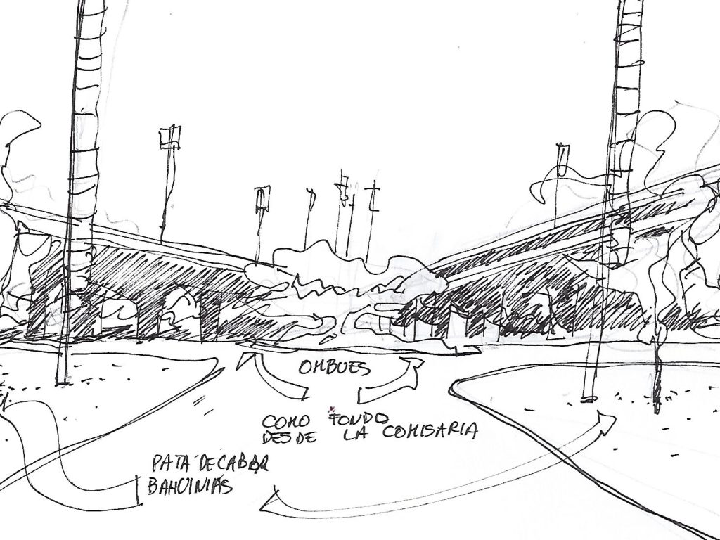 Propuesta con un grupo de ombúes al fondo y montes de Pezuña de Cabra y Timbó en los laterales